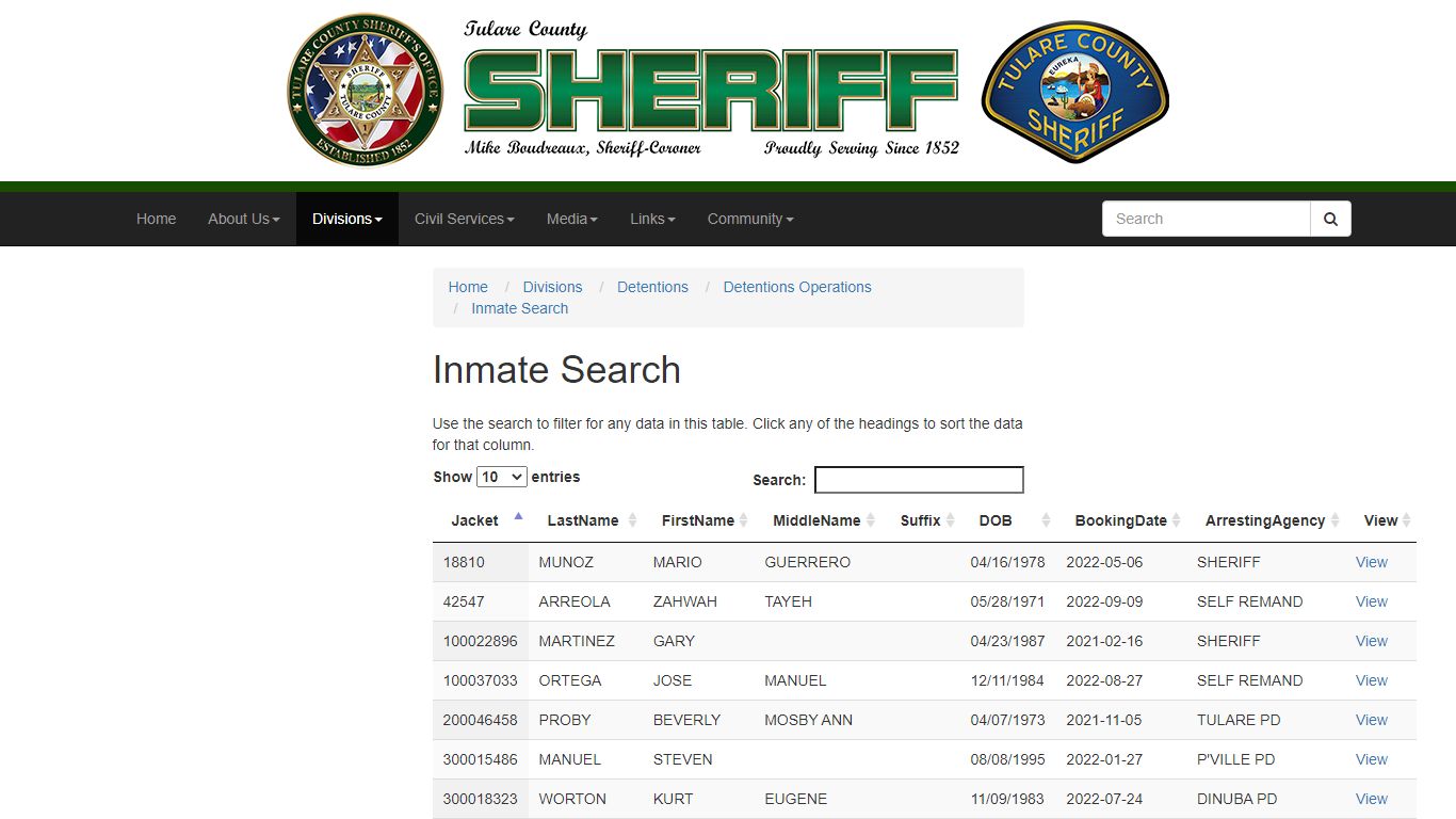 Inmate Search - Tulare County Sheriff